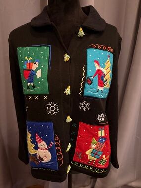 Sport Elle Black Label with Teal four whimsical Christmas scenes on front.